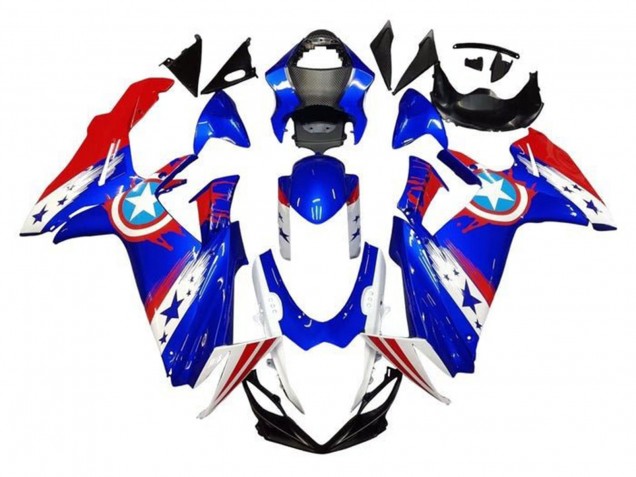 Carenados Moto Suzuki GSXR 600 / GSXR 750 2011-2024 - Azul Blanco Rojo Captain America