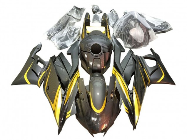Carenados Moto Yamaha YZF R3/R25 2022-2024 - Oro Negro FibraCarbono Estilo