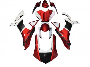 Carenados Moto Yamaha YZF 1000 R1 2020-2025 - Blanco Rojo Falso FibraCarbono
