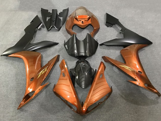 Carenados Moto Yamaha YZF 1000 R1 2004-2006 - Naranja Falso FibraCarbono Negro Mate