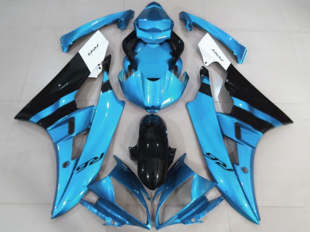 Carenados Moto Yamaha YZF R6 2006-2007 - Blanco Azul Claro Negro