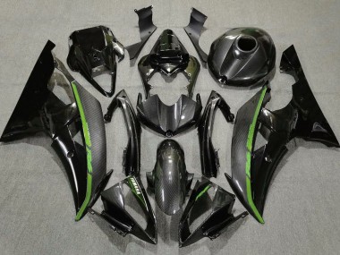 Carenados Moto Yamaha YZF R6 2008-2016 - Negro FibraCarbono Estilo Verde