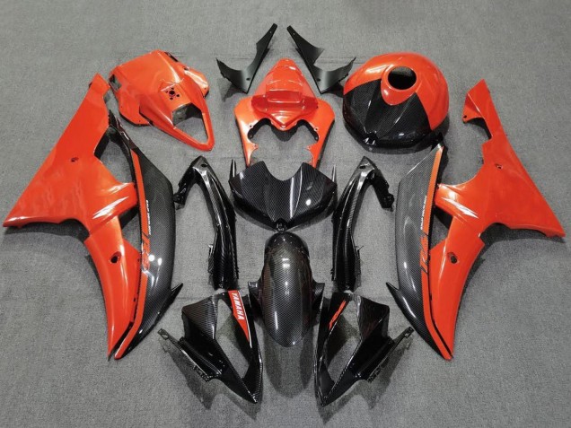 Carenados Moto Yamaha YZF R6 2008-2016 - Naranja Negro FibraCarbono Estilo