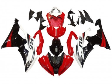 Kits Carenado Moto Yamaha YZF R6 2008-2016 - Blanco Rojo Negro Brillante
