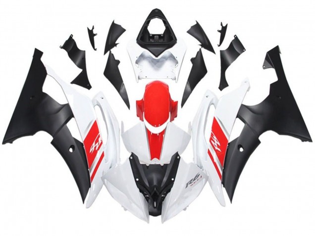 Carenado Moto Yamaha YZF R6 2008-2016 - Blanco Rojo Negro Mate