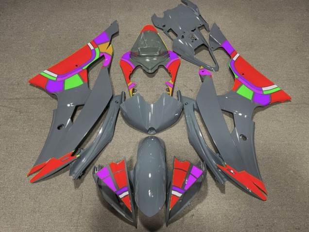 Carenados Moto Yamaha YZF R6 2008-2016 - Nardo Gris Rojo RuedaColores