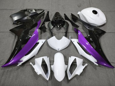 Carenados Moto Yamaha YZF R6 2008-2016 - Blanco Púrpura Negro Brillante