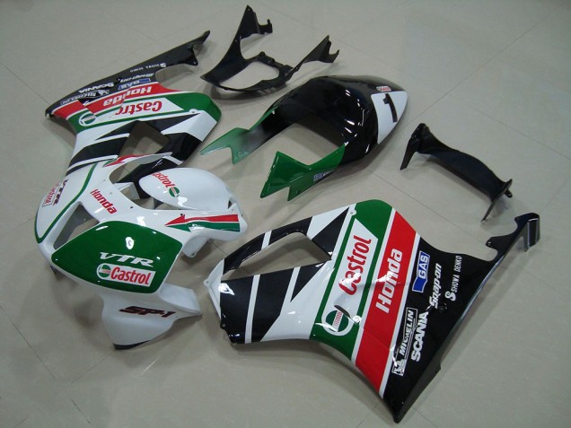Carenado Moto Honda VTR1000 2000-2006 - Blanco Rojo Verde Negro Brillante Castrol