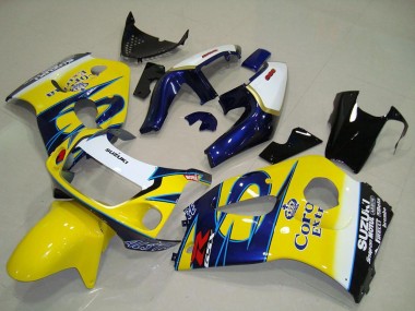 Carenados Moto Suzuki GSXR 600 1996-2000 - Blanco Amarillo Azul Corona