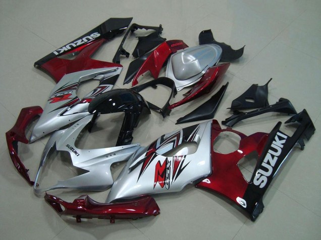 Carenado Moto Suzuki GSXR 1000 2005-2006 - Plata Rojo Negro
