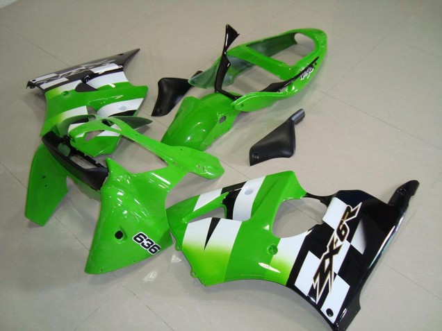Carenados Moto Kawasaki ZX6R 2000-2002 - Verde Blanco Negro 636