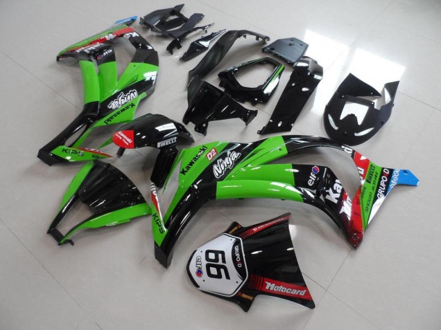 Carenados Moto Kawasaki ZX10R 2011-2015 - Verde Rojo Negro Brillante KIPS Motocard Elf 66