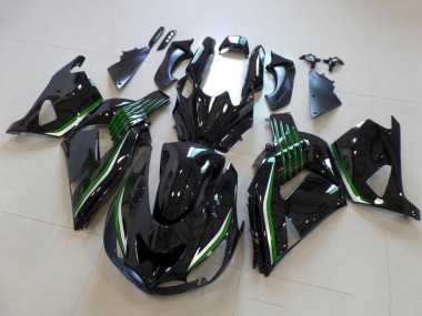Carenados Moto Kawasaki ZX14R ZZR1400 2006-2011 - Negro Brillante Verde Línea