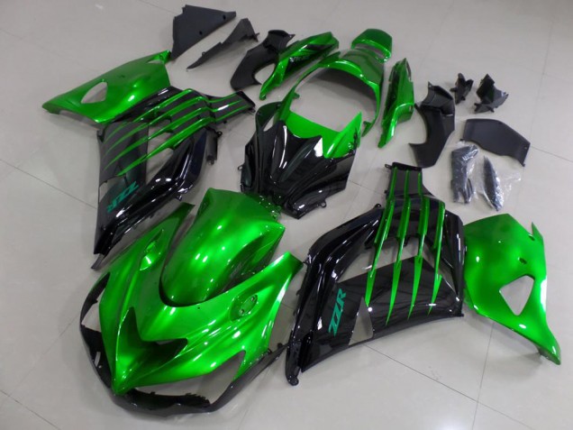 Carenados Moto Kawasaki ZX14R ZZR1400 2012-2024 - Verde Negro Brillante