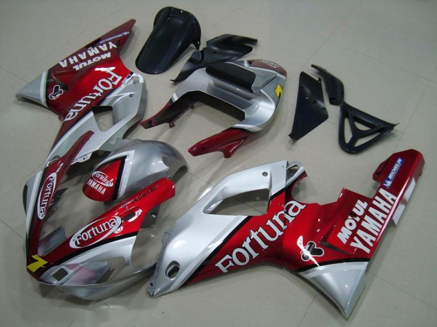 Carenados Moto Yamaha YZF R1 2000-2001 - Plata Rojo Fortuna Motul 7