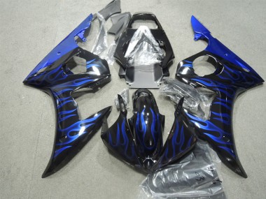 Carenados Moto Yamaha YZF R6 2003-2004 - Negro Brillante Azul Llama