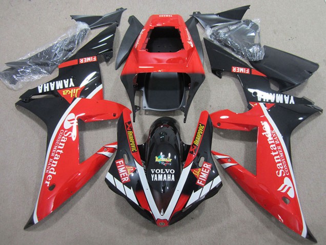 Carenados Moto Yamaha YZF R1 2004-2006 - Rojo Blanco Negro Brillante Santander