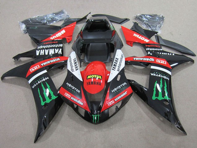Carenados Moto Yamaha YZF R1 2004-2006 - Rojo Blanco Negro Brillante Verde Motul Monstruo