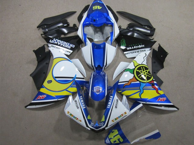 Carenados Moto Yamaha YZF R1 2012-2014 - Blanco Azul Amarillo Negro Pizzoli Semakin Didepan Monstruo