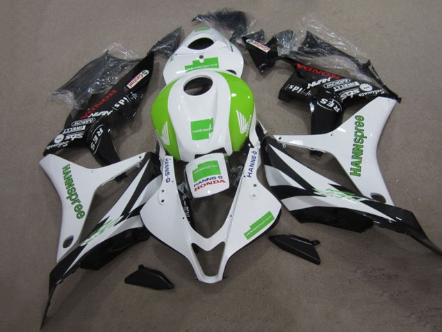 Kits Carenado Moto Honda CBR600RR 2007-2008 - Blanco Verde Negro Brillante Hannspree