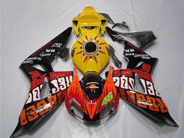 Carenados Moto Honda CBR1000RR 2006-2007 - Amarillo Naranja Negro Brillante Rossi Repsol 46