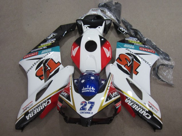 Carenados Moto Honda CBR1000RR 2004-2005 - Blanco Rojo Azul Negro Brillante 27 Contrainer IT Carrera