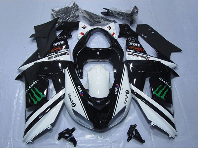Carenados Moto Kawasaki ZX10R 2006-2007 - Blanco Negro Brillante Verde Elf Touch4 Monstruo