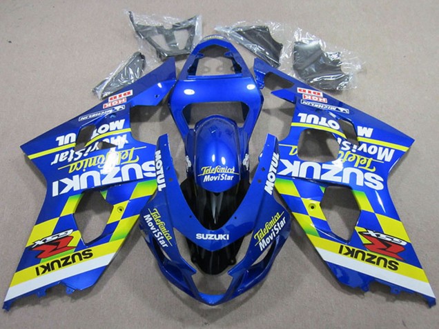 Carenados Moto Suzuki GSXR 750 2004-2005 - Azul Neon Amarillo Telefumica MoviStar Motul