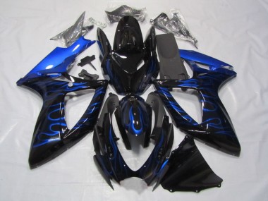 Carenados Moto Suzuki GSXR 750 2006-2007 - Negro Brillante Azul Llama