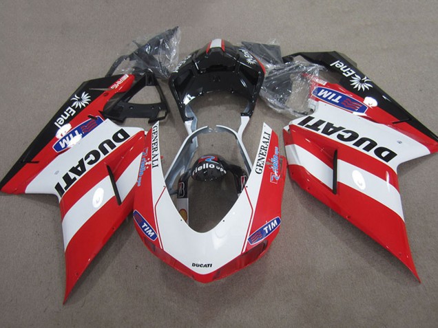 Carenados Moto Ducati 1098 2007-2014 - Rojo Blanco Negro Generali Tim