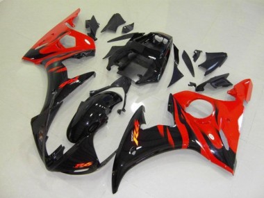 Plástica Yamaha R6 03-05 - Negro Rojo Llama