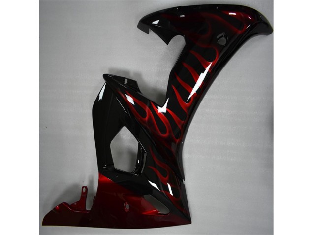 Plástico Yamaha R6 03-05 - Negro Rojo Llama