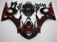 Plástico Yamaha R6 03-05 - Negro Rojo Llama